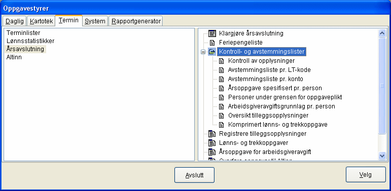 5. Skrive ut kontroll- og avstemmingslister 5.