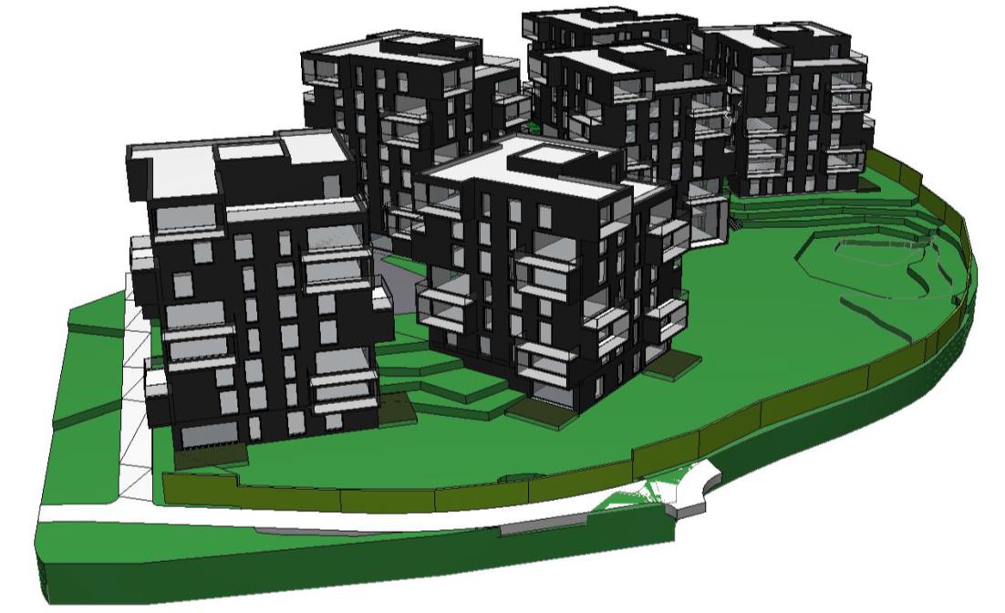 Figur 3: Perspektiv av planlagt bebyggelse, sett fra nord (kilde: Alliance arkitekter). 3 Regelverk og grenseverdier 3.
