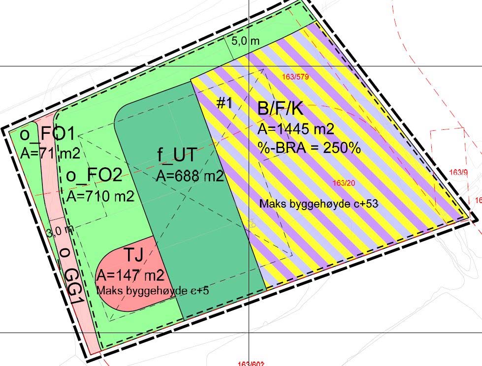 Figur 9. Utsnitt av planforslag for Mølleneset, Opus Bergen AS 2013.