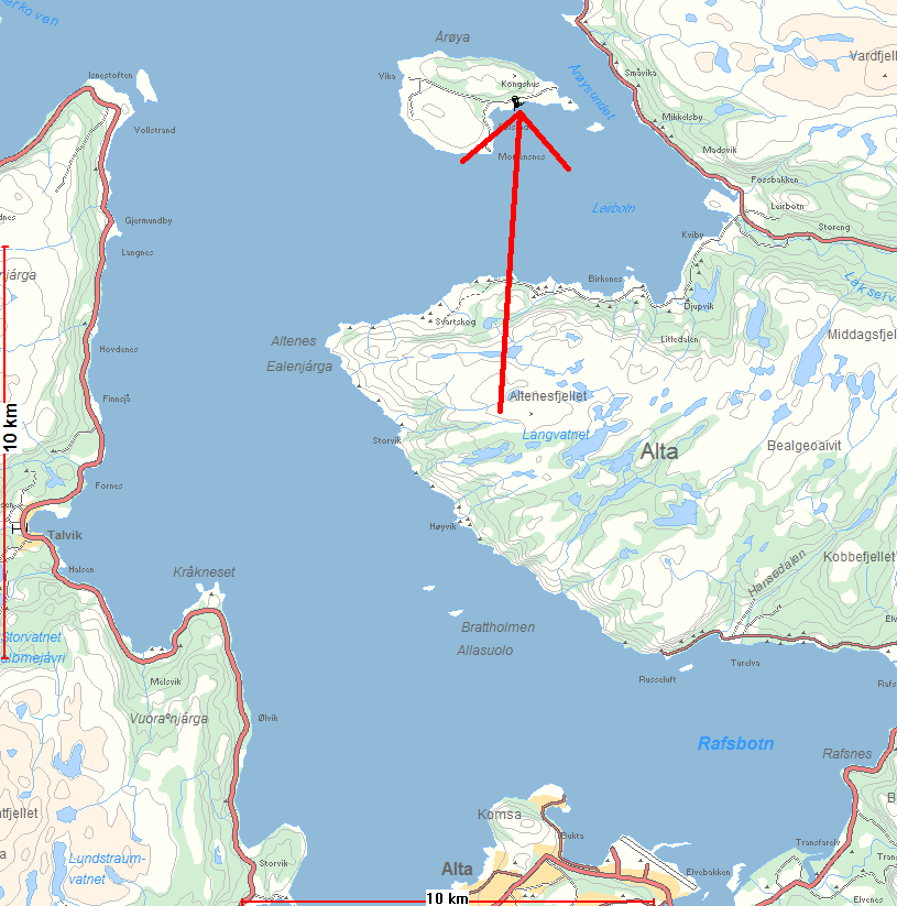 Figur 1: Viser planområdets lokalisering på Årøya i Alta kommune.