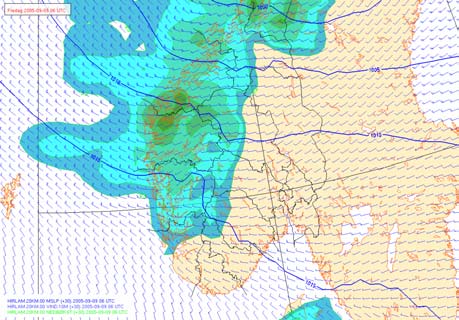 Oversikt over modellresultatene Ved hjelp av it-vertøyet DIANA kan meteorologene raskt få en oversikt over den forventede utviklingen framover i tid.