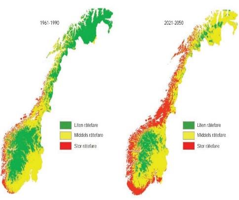 side 32 Endringar i skredhendingar Endringar i det biologiske mangfaldet Der er rimelegvis verknaden på samfunnet som er mest interessant i alle fall i første omgang men i mange tilfelle veit vi mest