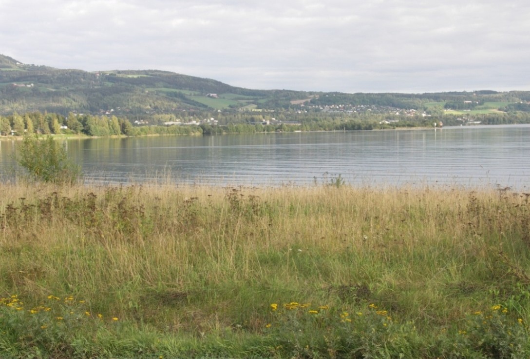 Side 77 Figur 6-17: Elva Brumunda og fotballbaner i strandsparken ved Mjøsa. Figur 6-18: Verdi: Utsikt fra vestsiden av Furnesfjorden med Brumunddal i det fjerne.