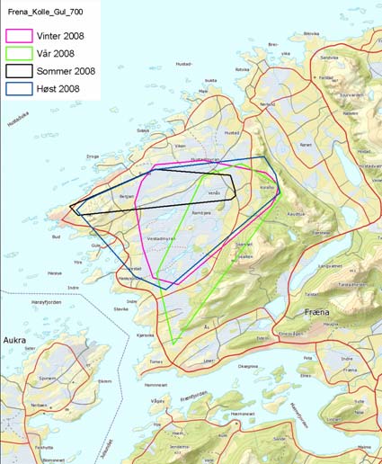 MCP (mimimum convex poligon) leveområder for