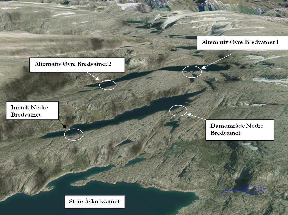 Bredvatn kraftverk Fagrapport kulturminner og kulturmiljø Det er to hovedalternativ for inntak til Bredvatn kraftverk, i Øvre eller Nedre Bredvatn.