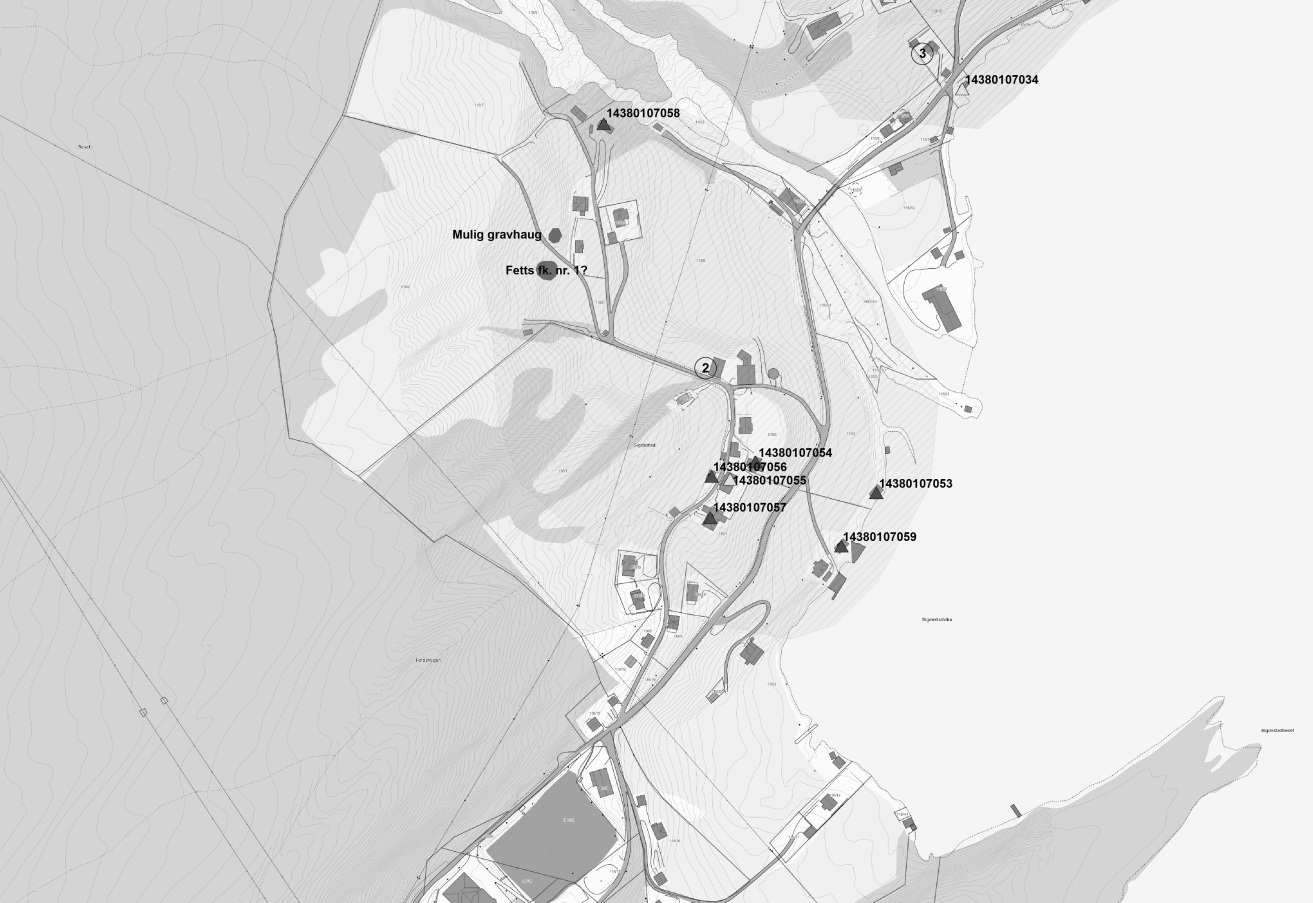 Bredvatn kraftverk Fagrapport kulturminner og kulturmiljø Figur 3-6. Kulturmiljø KM2 Sigdestad. To mulige gravhauger markert vest-nordvest i kulturmiljøet.