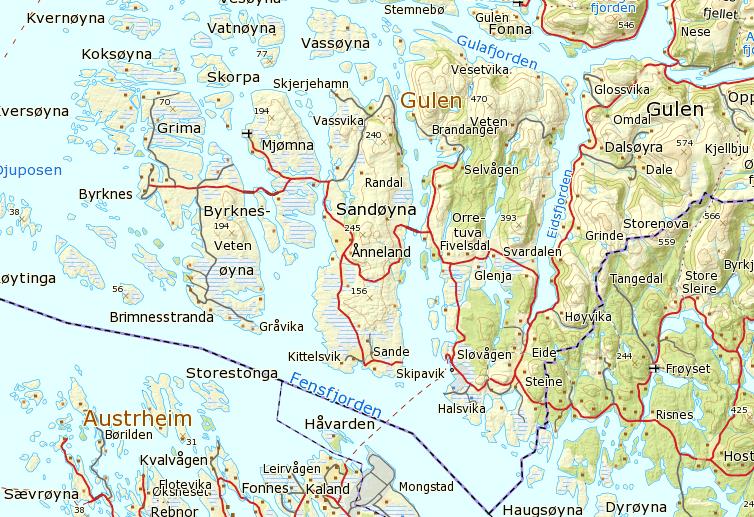 OMRÅDEBESKRIVELSE Skipavika næringspark ligger helt sørøst på Sandøy, vest i Gulen kommune (figur 4), og er forbundet med veg forbi bygdene Sande og Ånneland til fylkesveg 4 i nord.