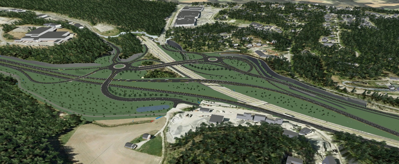 Konsekvensutredning - Naturressurser 13 De viktigste svingebevegelser og trafikkstrømmer i Vinterbrokrysset: E18 fra sør mot E6/E18 mot nord i to felt. E18 fra nord mot E18 mot sør i bru over E6.