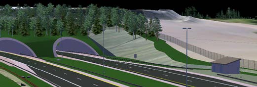 Konsekvensutredning - Naturressurser 29 Figur 31 Alle tunneler utformes med 2 separate løp. Hvert løp har to kjørefelt. Figuren til venstre viser det aktuelle tunnelprofilet T10,5 for ett tunnelløp.