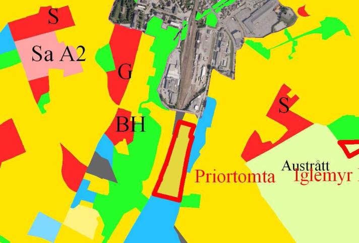 Område: Nr. 41 Priortomta Priortomta Dagens formål Foreslått arealbruk og størrelse Dagens situasjon Byggeområde Næring 41 dekar Bebygget tomt. Tidligere egglager.