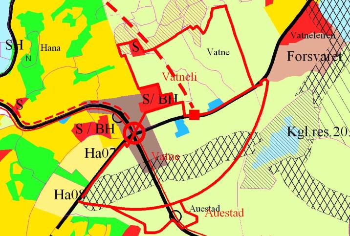 Område: Nr. 21 Auestad Auestad Dagens formål Foreslått arealbruk og størrelse Dagens situasjon LNF Bolig 83 dekar Del av Masterplan-området og av fylkesdelplanens langsiktig utbyggingsområde.
