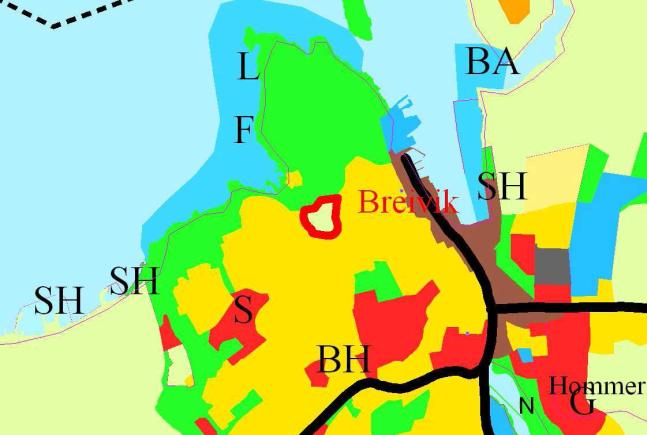 Område: Nr. 22 Breivik/Hommersåk (bolig) Auestad Dagens formål Foreslått arealbruk og størrelse Dagens situasjon LNF Bolig 8 daa Området er i dag brukt som lanbruksområde og som parkeringsplass.