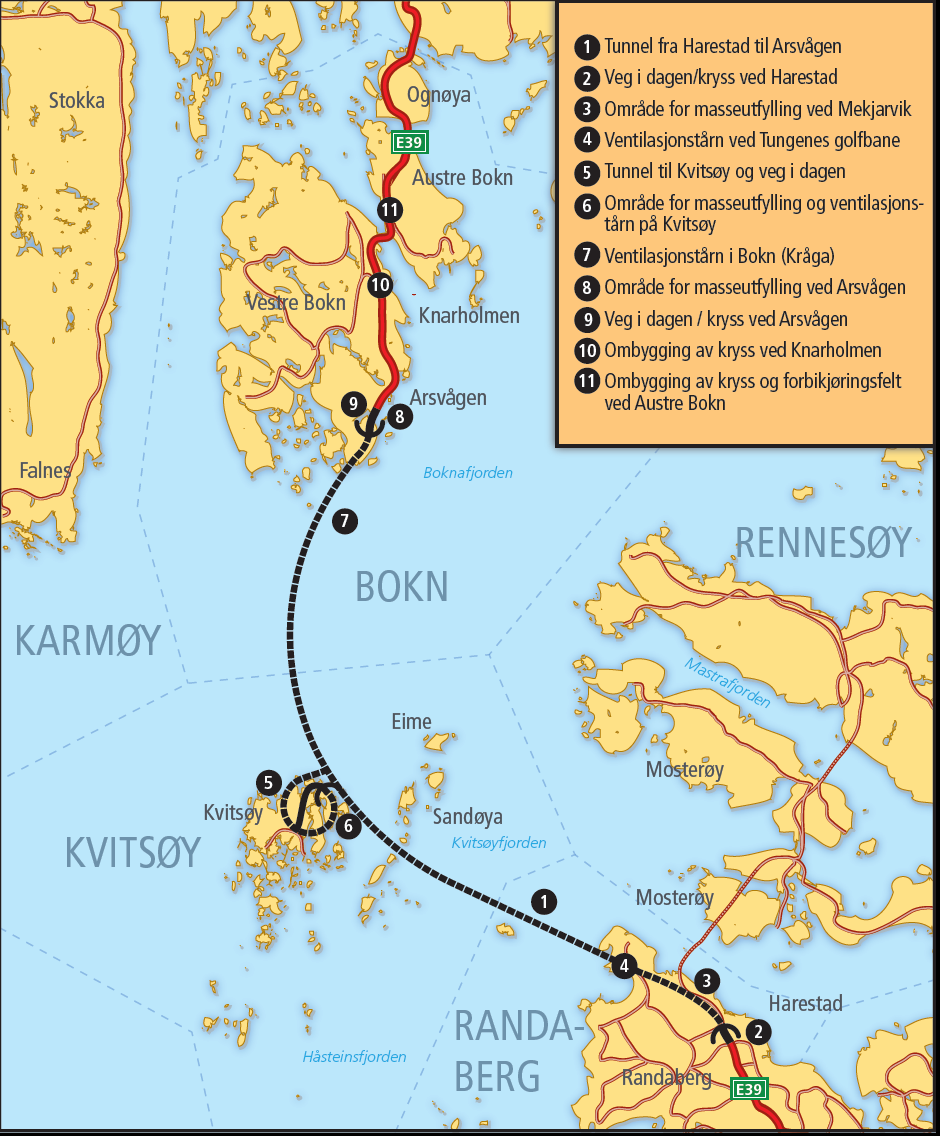 3. SYSTEMBESKRIVELSE 3.1 Rogfast Overordnet systembeskrivelse E39 Rogfast er et planlagt to-løps undersjøisk tunnelsamband.