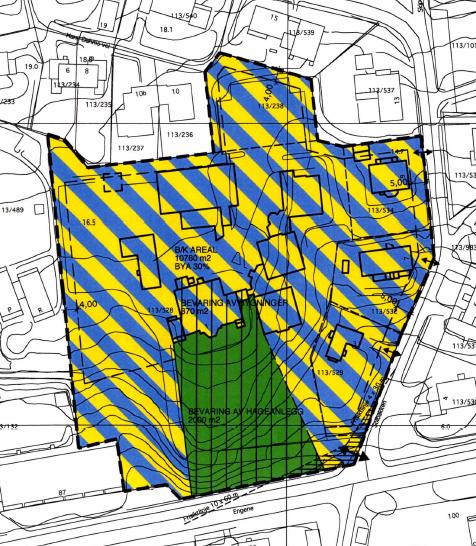 Gjeldende regulering Reguleringsplan for Solbakken 1-3- 7-9 og Hans Dahms vei 14 vedtatt av Drammen bystyre i 30.03.04.