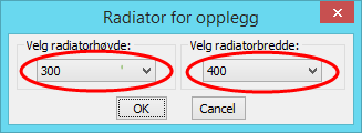 Når Bryt inn ventiler er valgt (dette er standard verdi) vil ventilene brytes inn på linjen som vist ovenfor. Du må tegne en linje først og sette inn ventilene etterpå.