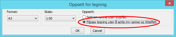 Du kan eventuelt legge inn eller endre data i tittelfeltet senere. Trykk OK for å avslutte dialogboksen slik at du kommer tilbake til tegningen.