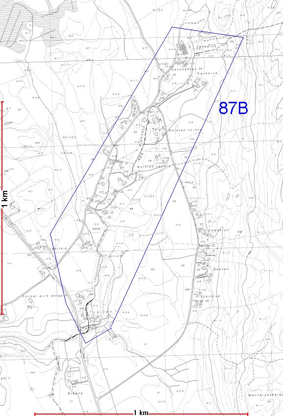 100 87B. Frilset, del Sanderud-Østvoll.