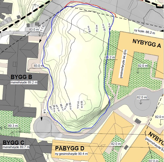 Det er positivt at kollen i nord markeres som hensynsone for grønnstruktur og at det settes bestemmelser for inngrep i kollen.