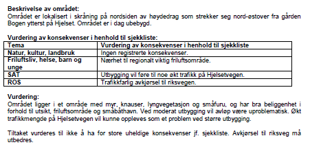 Vurdering i forhold til omsøkte tiltak: ROS: Trafikkfarlig avkjørsel til fylkesvegen er utbedret i 2013, og vi vurderer avkjørselen å ikke være til hinder for omsøkte nye boligtomter.