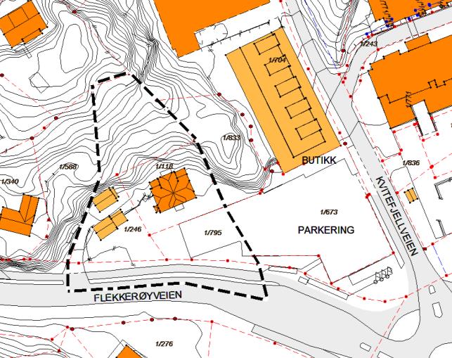 BAKGRUNN FOR SAKEN Reguleringsplanen fremmes av SPISS Arkitektur & Plan AS på vegne av PKS Eiendom AS. Hensikten med planen er utbygging av eiendommene med leilighetsbygg.