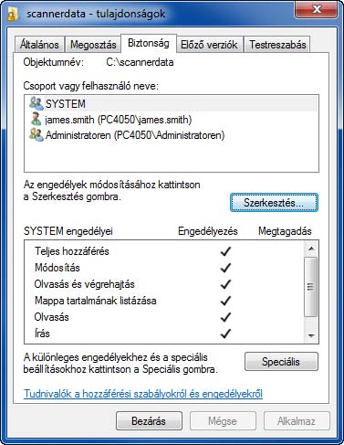 Klargjøring for bruk 6 Velg brukeren som ble lagt inn og velg Endre- og Lesetillatelser, og klikk på OK-knappen. I Windows XP, gå til trinn 8.