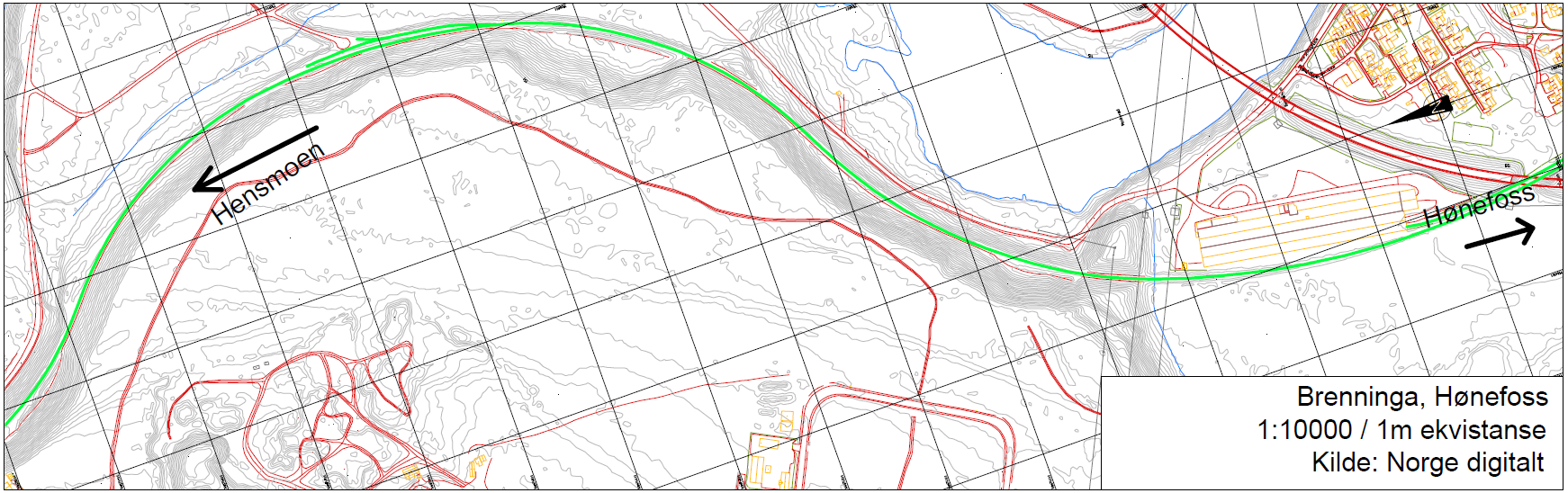 3 ALTERNATIVEVALUERING 3.1 Alternativ 1 Brenninga Området ligger langs Randsfjordbanen ca. 4 kilometer fra Hønefoss stasjon. Grunnen i området består av elveavsetninger.