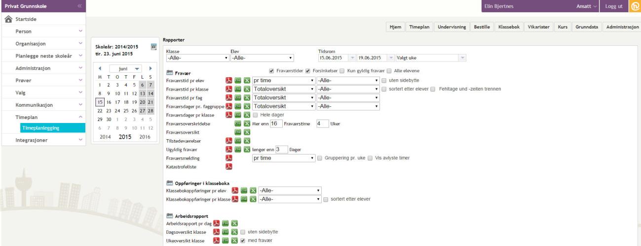 Rapporter Lærer har tilgang til et bredt utvalg rapporter på fravær som gir både faglærer og kontaktlærer god oversikt over elevens fraværsstatus på fag og i sin