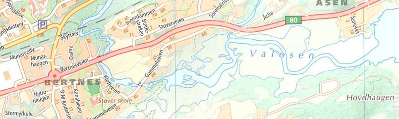 7 Planområdets lokalisering på Støver 2.9 Parkeringsforhold Det er ingen parkering i området i dag. 2.10 Grunnforhold/forurensning Grunnforholdene varierer innen området.