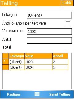 4.0 Telling Når man starter en telling, får man opp dette bildet. Det vil vise eventuelle linjer som er registrert tidligere, men ikke sendt.