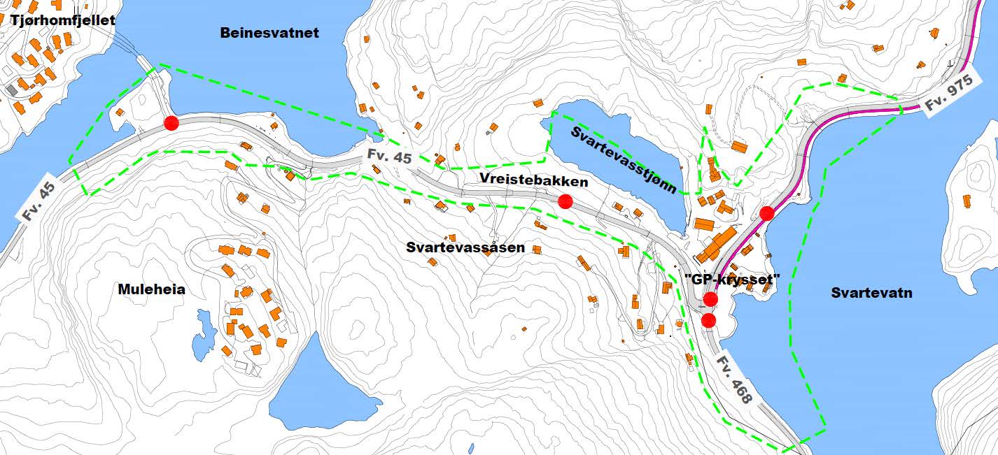 Figur 4-14, registrerte personskadeulykker i planområdet i perioden 1990-2013.