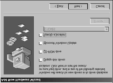 Figur 4: Søkebane for drivere 9) Klikk på "Neste". Windows finner driverprogramvaren. 10) Klikk på "Neste". Windows kopierer filene fra den originale CD-en med Windows 98.