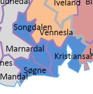 Søgne + Songdalen + Kristiansand Tjenester Grunnlag for godt samlet tjenestetilbud Neppe aktuelt med storbyoppgaver (jfr.