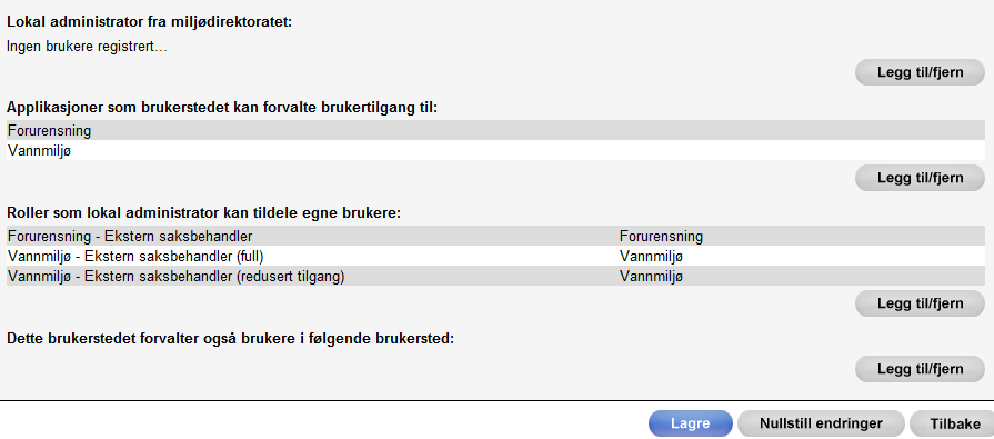 Vi definerer om administrator kan opprette nye bruker og endre eksisterende. Administratoren kan så holde de eksterne brukerne i brukerstedet ajour.