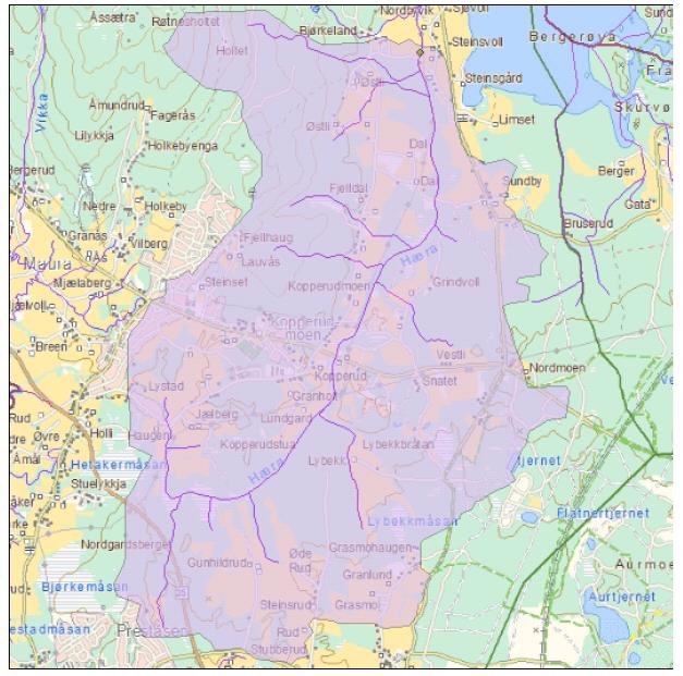 Beregnet ved hjelp av NVEs Lavvannsapplikasjon. Figur 6 viser dataene som modellen bygger på, og resultatene av modellkjøringen.