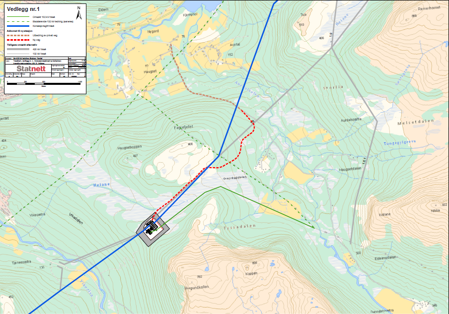 3.3 Teknisk plan 3.3.1 Stasjonsplan September 2011 Stasjonsalternativ 9 (Heiane) er plassert på fjellplatået mellom Aurdalen og Vikedalen.