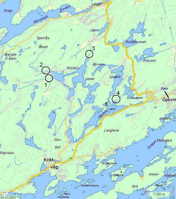 Gjevingvassdraget, fiskeundersøkelser Figur 1. Oversiktskart over den aktuelle delen av Gjevingvassdraget. Det er prøvefisket i Gulspettvann og Størdalsvann.