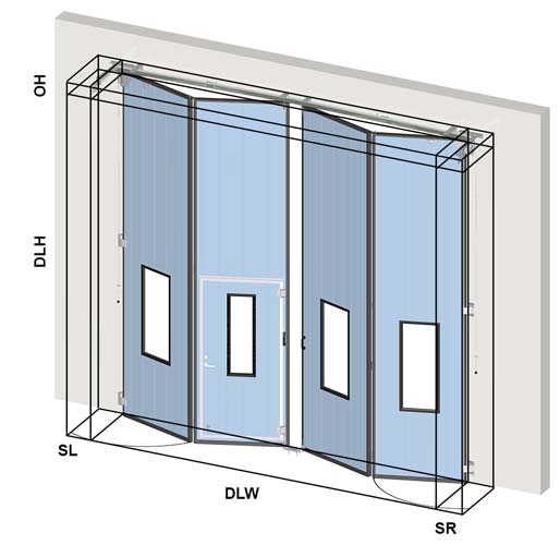 4. Building and space requirements 4.1 Bygningsforberedelser 4.1.1 Monteringsforberedelser foldeportsendes i deler og monteres på stedet. Alle nødvendige installasjonsmaterialer er inkludert.