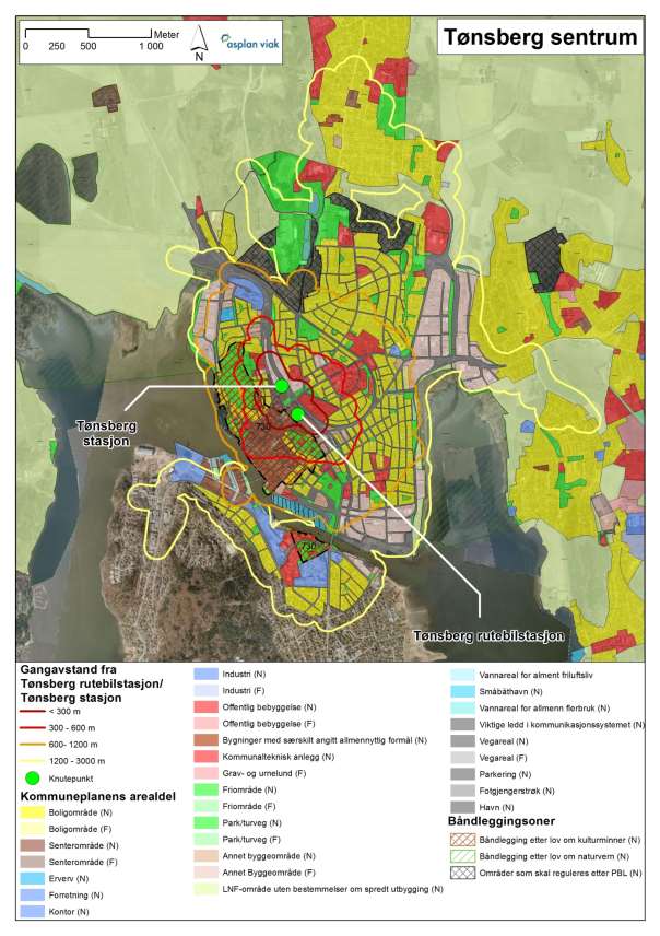 Kommunal- og moderniseringsdepartementet 50 Figur 3-23 Planstatus for Tønsberg, basert på kommuneplanens arealdel 2008 2020.