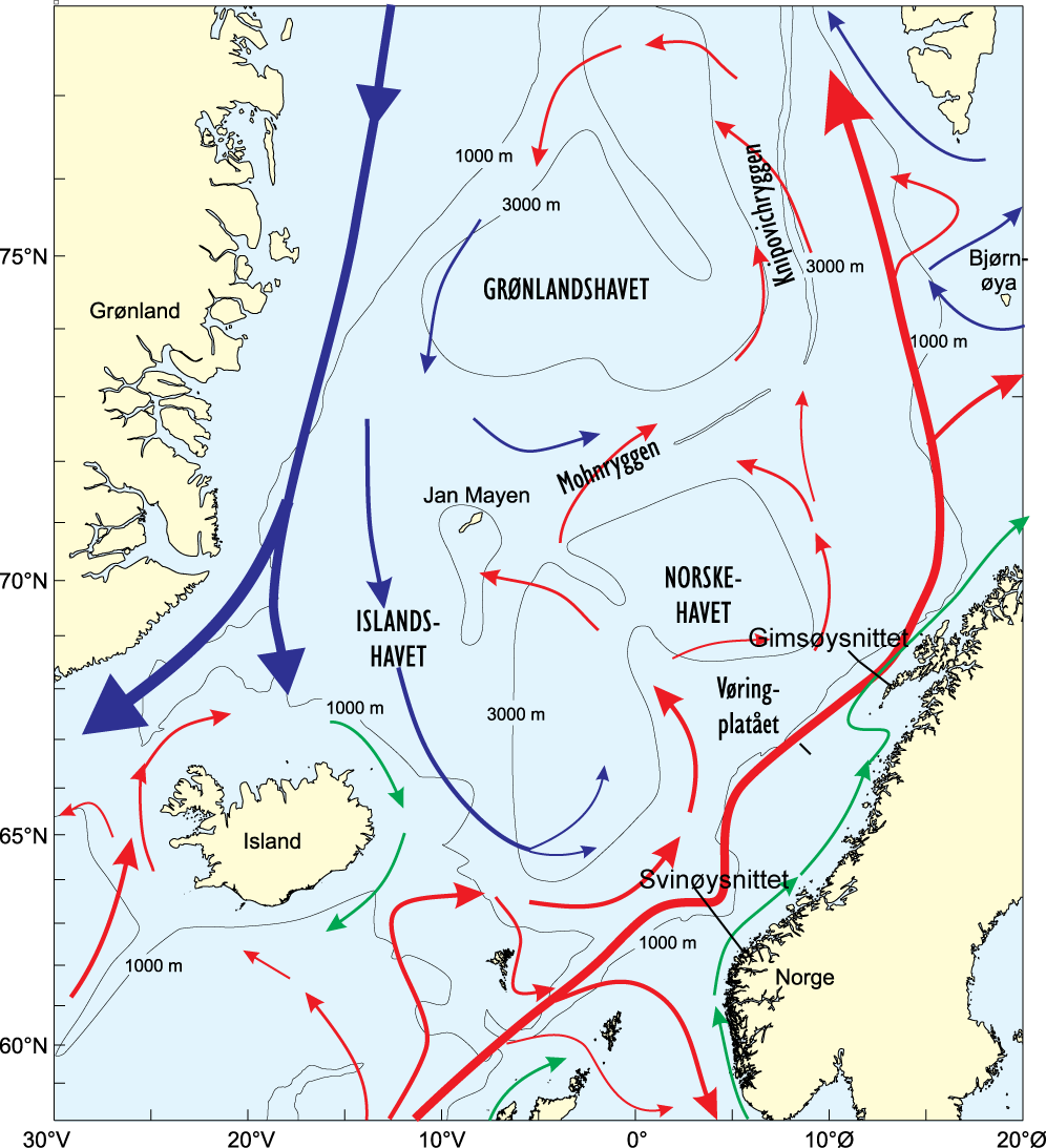 Norskehavet Snittene Svinøy og Gimsøy fanger opp kystvannet og viktige deler av Atlanterhavsvann i Norskehavet (Figur 3). Disse snittene har hydrografisk historie tilbake til henholdsvis 1935 og 1964.