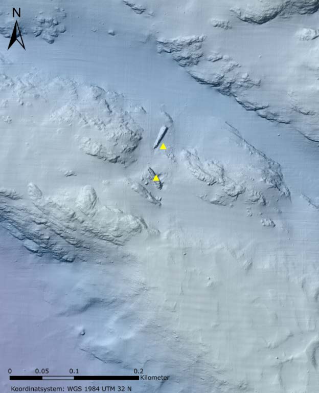 U-864, som ble brukket i to hoveddeler som følge av torpedotreffet, ble funnet på 150-175 meters dyp av den Sjøforsvaret i mars 2003.