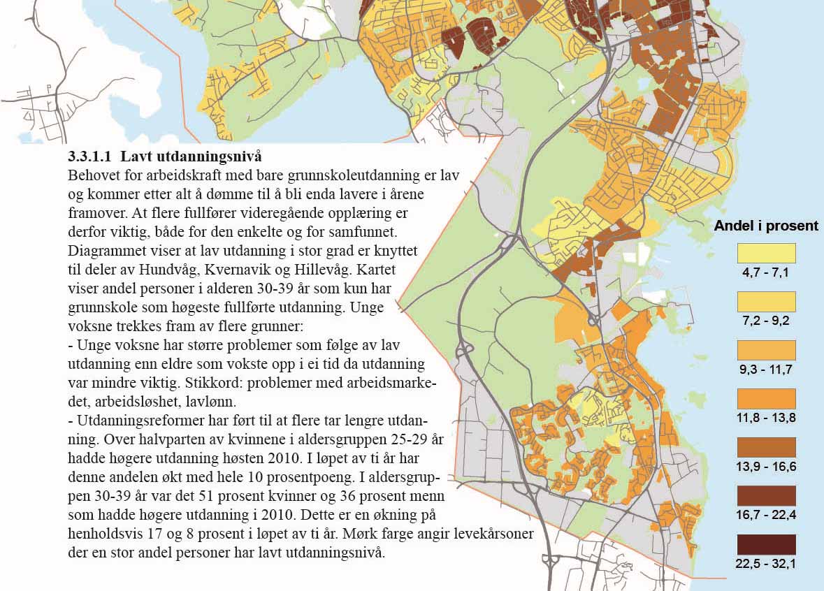 3.3.1.1 Lavt utdanningsnivå Behovet for arbeidskraft med bare grunnskoleutdanning er lav og kommer etter alt å dømme til å bli enda lavere i årene framover.