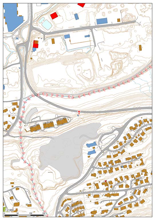 Ved innløpet til kulvert i pel 2120 2160 renner vannet over gangveien i store flommer og ned mot Mjøndalsbekken.