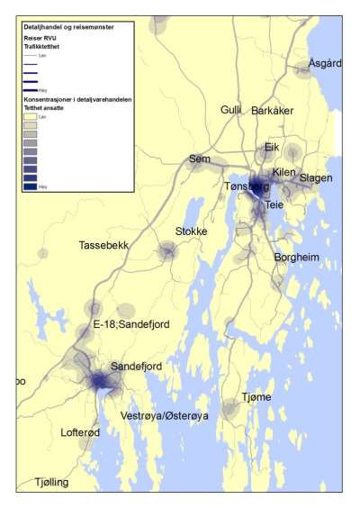 Regional plan for handel og sentrumsutvikling Utfordringer og muligheter Spredning av handel gir økende bilavhengighet