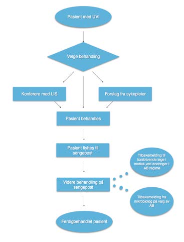 Figur 2: Pasientforløp for pasienter med mistenkt urinveisinfeksjon i akuttmottaket på Akershus universitetssykehus.