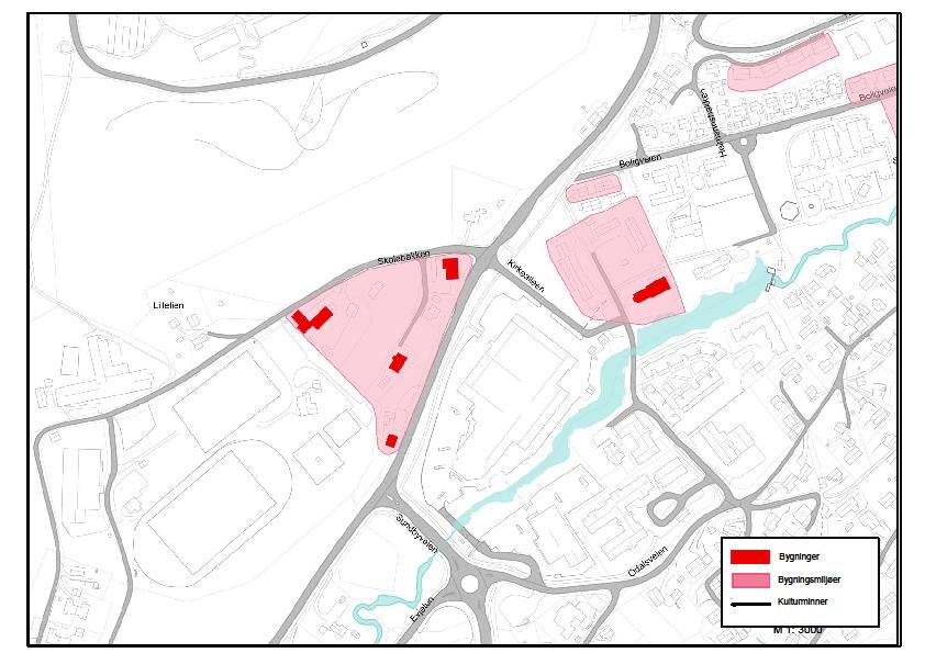 Dette området utgjøres av en del av det som er beskrevet som Parkaksen i Slemmestad. Denne aksen strekker seg gjennom tre soner opp mot idrettsanlegget.