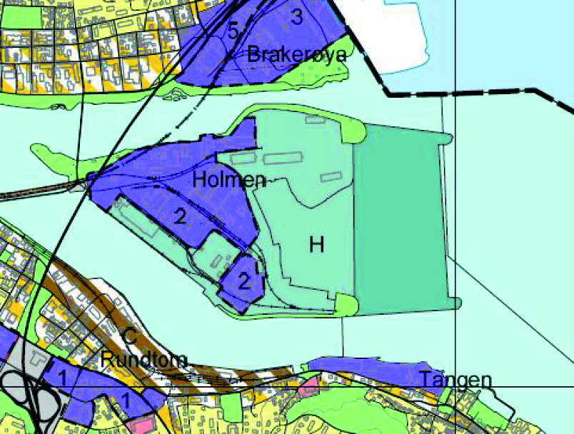 Næringsområder 2. Utvidelse av havneareal på Holmen Gnr / Bnr: 113/602 og umatrikulert Dagens formål: LNF- område i sjø og vassdrag. Foreslått formål: Havn Arealstørrelse: ca.