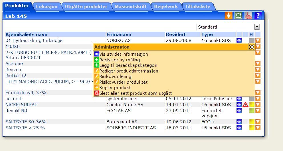 Sette produkter som utgått Trykk på oransje