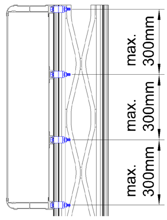 : 21940000005 Klammer kombi type for Lattix master modifisert Montering på kamjern & stål fagverk Kamjernfeste i syrefast stål brukes når skiltet skal monteres på 16-35mm kamjern (vertikalt eller