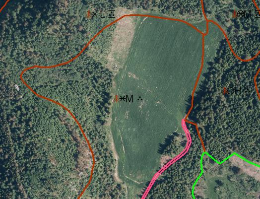 Oppgave 5 Ajourføring fra Raster og Manuskart Nydyrking Fil-Endre lag-flytt matrikkel i framgrunn Slå av kommandofil Søk opp eiendom 34/1 Slå på kommandofil Zoom inn til aktuelt område.