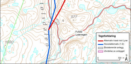 Alternativ 2.1 (Josdalen) Parallellføring med eksisterende 300 kv ledning Tonstad-Solhom er teknisk lite ønskelig. Det er svært trangt i området og vanskelig å finne gode mastepunkter.